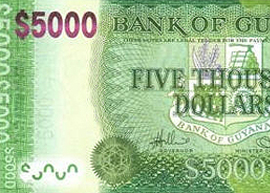 guyana 5000 banknote guyana 5000 banknote