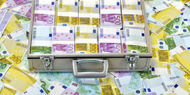 Suitcase filled with euro banknotes Suitcase filled with euro banknotes