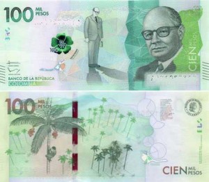 The new 100 million Colombian banknote