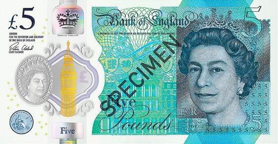 The New Fiver banknote