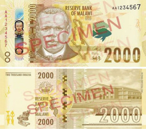 Image of the new Malawi 2000 banknote to be issued December 2016