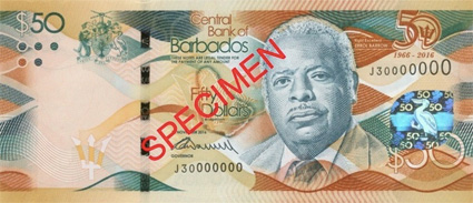 The commemorative $50 Barbados banknote 2016