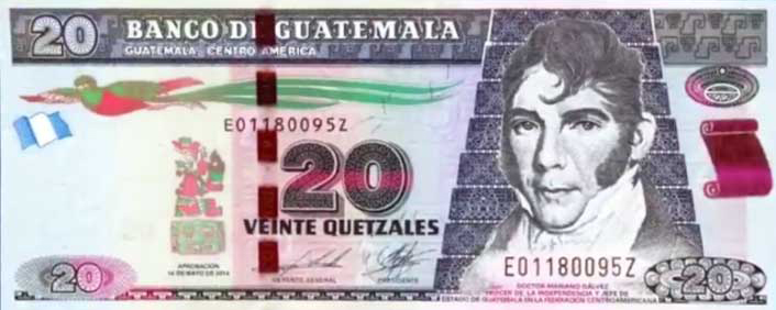 Guatemala upgraded 20 quetzals banknote