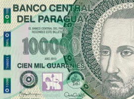 Paraguay_100mil_2016_thumbnail Thumbnail image of the upgraded 100,000 Paraguay banknote.