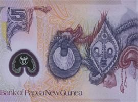 Thumbnail image of Papua New Guinea 5 banknote.