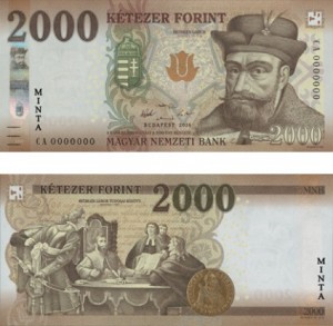 Image of new Hungary 2000 forint banknote.