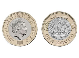 Royal-Mint-new-1-pound-coin-design Image of front and reverse of new one pound coin.