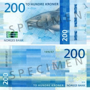 The new 200-krone banknote from Norway.