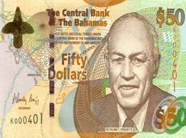 Thumbnail image of The Bahamas 2006 issue $50 banknote to use Durasafe®.