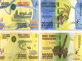 Thumbnail image of the new Madagascar banknote family