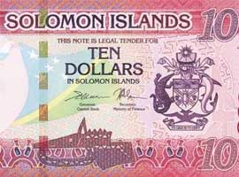 Thumbnail image of the new Solomon Islands $10 banknote issued 2017.
