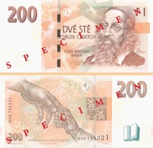 Image of the Czech Republic 200 koruna banknote, upgraded in 2018.