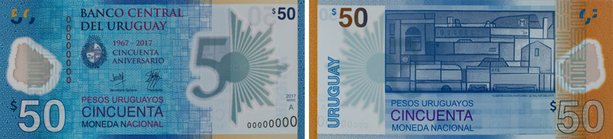 Uruguay commemorative polymer 50 banknote 2018.